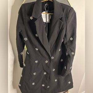 Boohoo Crystal Embellished Blazer Dress
